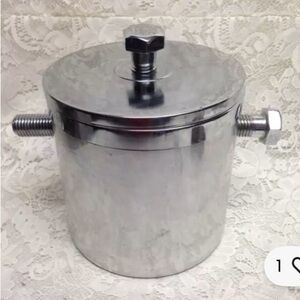 Vintage, Elco, Ind. USA Chrome Screw On  Ice Bucket with Lid and Ice Tong